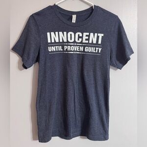 Innocent Until Proven Guilty Law Student Navy Graphic Tee Size Small